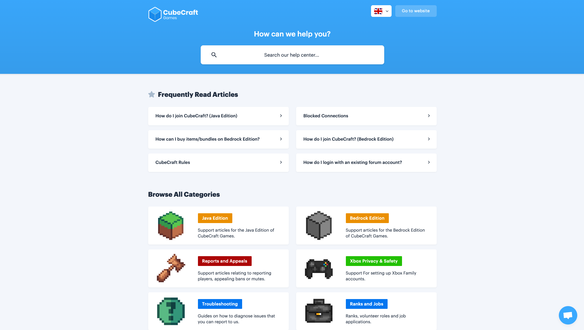 CubeCraft ejemplo de base de conocimientos