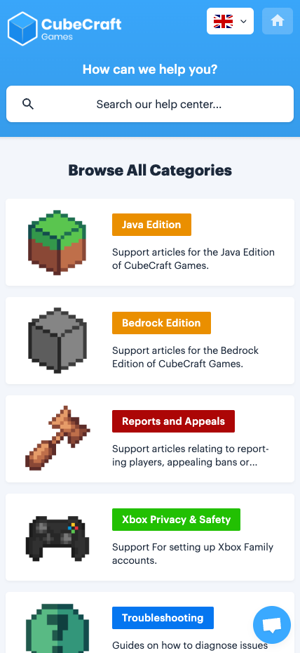 CubeCraft ejemplo de base de conocimientos